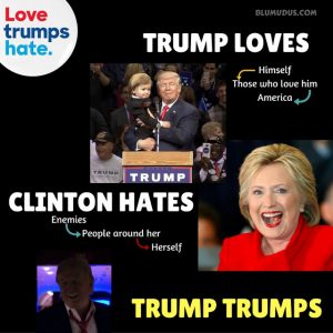 Love Trumps Hate: Trump Loves, Clinton Hates, Trump Trumps